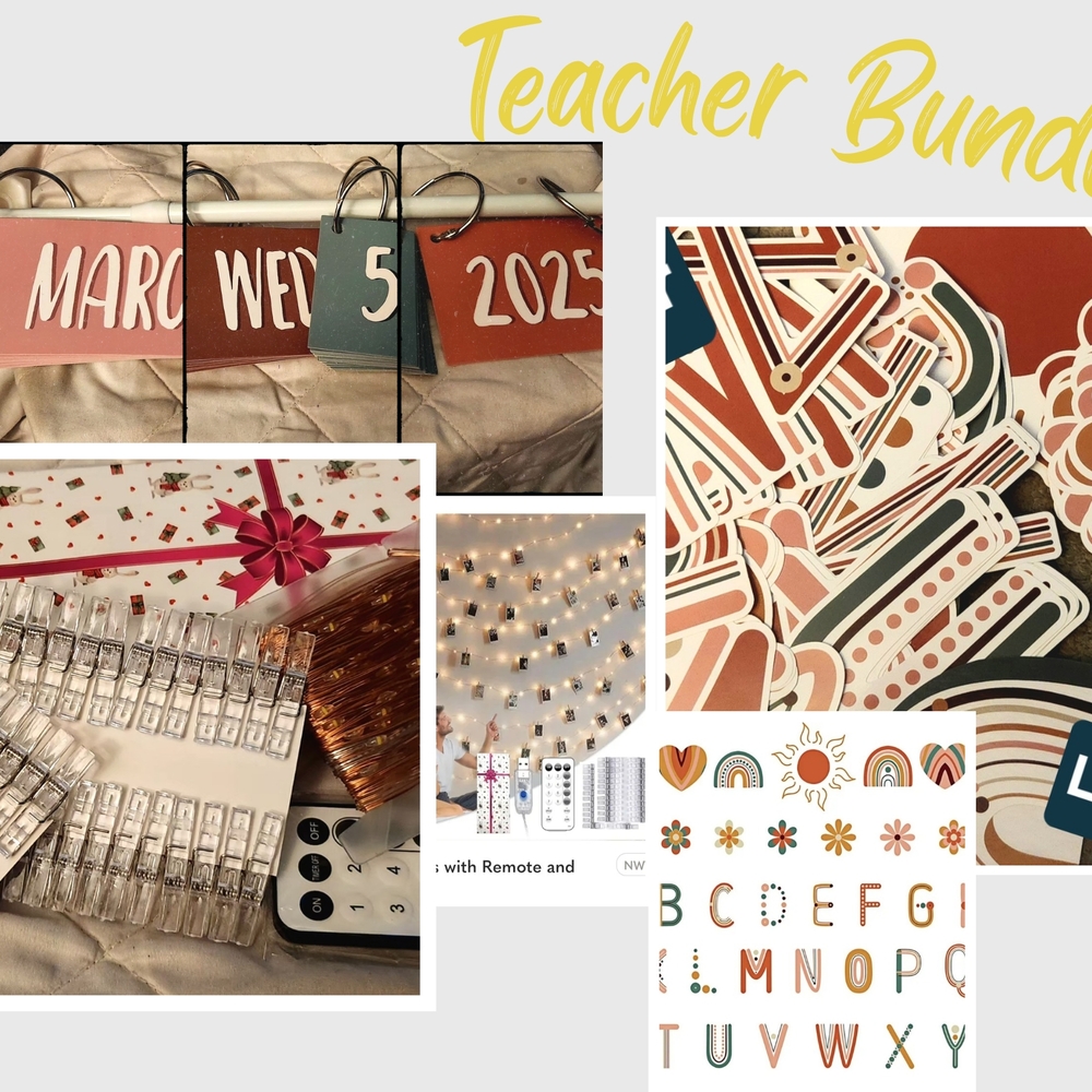 Teacher Bundle with Letter, Date Cards, Fairy Lights